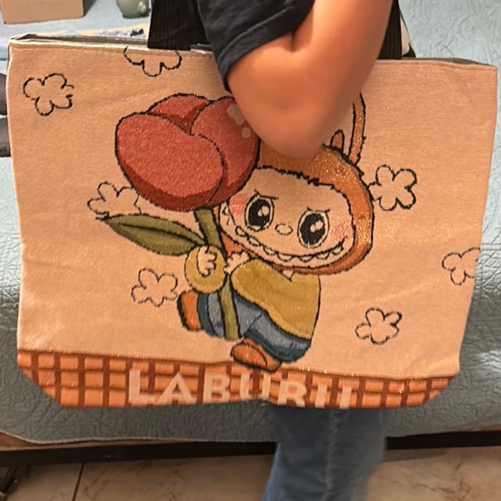 Cream and Orange Tote Bag